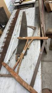 lot 1835 image: Collection of Vintage Hand Saws and Blade Tools