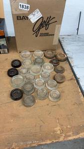 lot 1838 image: Collection of 19 Vintage Glass and Ceramic Jar Lids