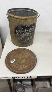 lot 1853 image: Vintage Morrells Snow Cap Lard Tin Bucket with Lid