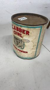 lot 1854 image: Vintage Clabber Girl Baking Powder Tin 10 lbs