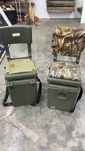 lot 1862 image: Pair of Insulated Hunting or Fishing Seat Coolers with Padded Backs