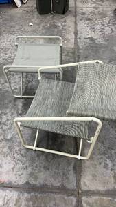 lot 1863 image: Pair of Folding Patio Chairs with Metal Frames