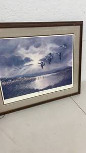 lot 1871 image: Honkers Arriving Framed Print by Les C. Kouba