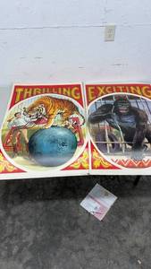 lot 1875 image: Set of 2 Vintage Circus Posters Tiger and Gorilla