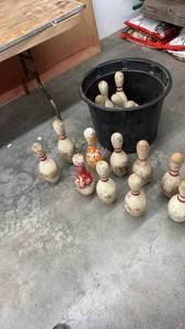 lot 1881 image: Group of 14 Used Wooden Bowling Pins