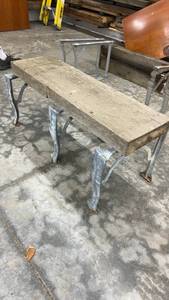 lot 1891 image: Rustic Wooden Bench with Metal Legs