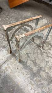 lot 1892 image: Pair of Vintage Cast Iron Bench Legs with Ornate Design