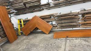 lot 1893 image: Set of 3 Wooden Table Tops with Corner Piece