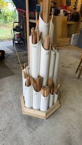 lot 1267 image: Mobile PVC Scrap Wood Organizer on Casters