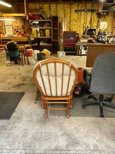 lot 1271 image: Wooden Rocking Chair with Cushioned Back and Seat