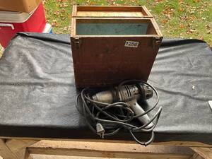 lot 1286 image: Black & Decker Vintage Electric Drill with Metal Sockets and Wooden Case