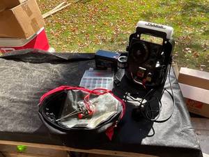 lot 1297 image: Vexilar FLX-28 Ultra Pack Ice Fishing Sonar Bundle with Battery, Tackle, and Accessories
