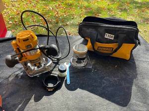 lot 1306 image: DeWalt Router Kit with Plunge Base, Accessories, and Carrying Bag