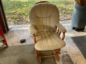 lot 1307 image: Upholstered Wood-Frame Glider Rocking Chair