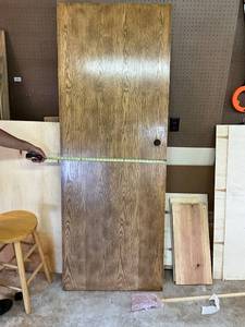 lot 1315 image: Solid Wood Interior Door with Oak Veneer Finish 80x32 Inch