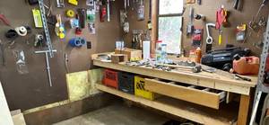 lot 1321 image: Large Workshop Hand Tools and Hardware Collection. Workbench not included