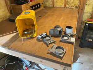 lot 1326 image: Collection of Metal Blast Gates, Duct Fittings, and Wire Scrap