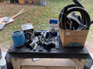 lot 1327 image: Shop Vacuum Accessories and Filters Lot with Hoses and Attachments