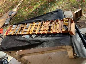 lot 1340 image: Vintage Metal Hardware Parts Organizer with Assorted Fasteners