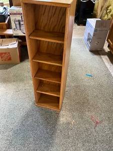 lot 1344 image: Wooden Rotating Storage Tower with Shelves