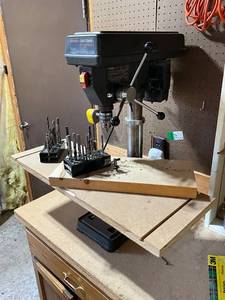 lot 1346 image: Sears Craftsman 10in Drill Press with Drill Bit Sets