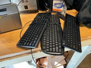 lot 1347 image: Lot of Computer Peripherals including Keyboards, Epson Printer, and Cables