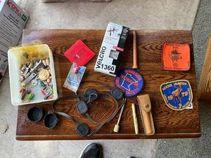 lot 1360 image: Collection of Hunting Patches, Badges, and Outdoor Accessories