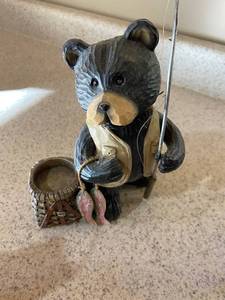 lot 1374 image: Collection of Fishing Bear Figurines, Animal Sculpture, and Decorative Accessories