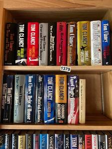 lot 1380 image: Large Collection of Hardcover Mystery and Thriller Books by Tom Clancy, Vince Flynn, and Others
