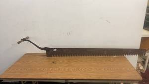 lot 260 image: Vintage Large Two-Man Crosscut Saw with Wooden Handle