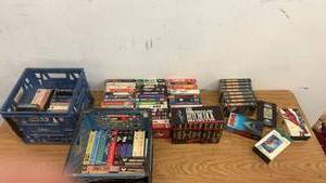 lot 299 image: Large Collection of Vintage VHS Tapes Including Hitchcock, Dean Martin, Jaws, and More