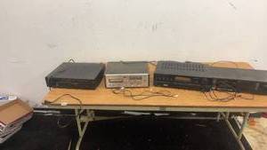 lot 301 image: Lot of 3 Vintage Stereo Components Realistic CD-6000 CD Changer, Centrex AH-65 8 Track Deck, Fisher AVTA Receiver