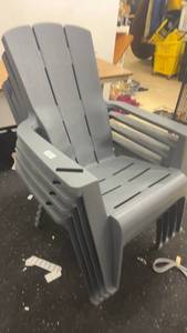 lot 333 image: Set of 4 Gray Plastic Adirondack Patio Chairs