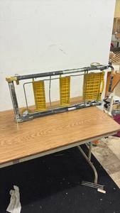 lot 351 image: Used Folding Rolling Step Ladder with Yellow Steps