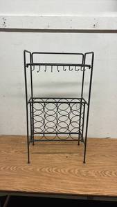 lot 356 image: Metal Wine Rack with Glass Holder and Bottle Storage