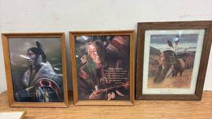 lot 382 image: Set of 3 Framed Native American Art Prints