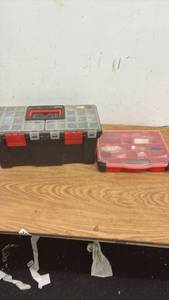 lot 389 image: Toolbox and Organizer Set with Electrical Connectors, Tools, and Hardware