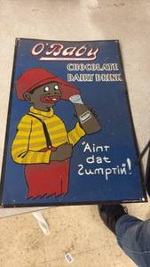 lot 434 image: Vintage OBaby Chocolate Dairy Drink Advertising Tin Sign