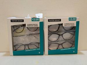 lot 5 image: 2 FOSTER GRANT DESIGN OPTICS 2.00 READING GLASSES