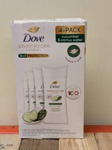 lot 123 image: DOVE ADVANCED CARE INVISIBLE  DEODORANT 4PK.