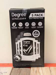 lot 122 image: DEGREE ULTRACLEAR PLUS DEODORANT 5PK.