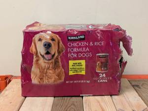 lot 174 image: KIRKLAND SIGNATURE CHICKEN AND RICE FORMULA FOR DOGS 24PK.