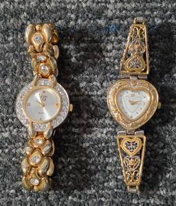 lot 33 image: Vintage 2 Ladies Watches. Japan movement. Stainless steel.  Imitation Diamonds.