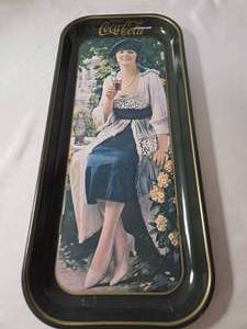 lot 73 image: Vintage Coca Cola Lady 1921 Advertised Tray  19L x 8 12W