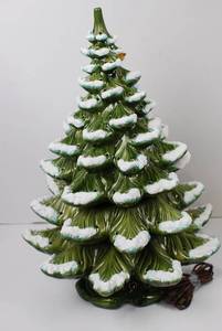 lot 2 image: Vintage Ceramic Christmas Tree with Music Box White Christmas