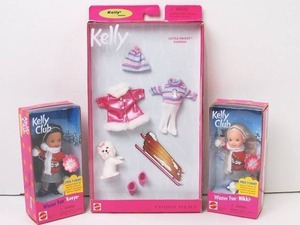 lot 9 image: Mattel Kelly Club Winter Fun Dolls & Fashion Avenue Set - Nikki, Keeya, Winter Outfits