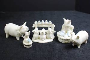 lot 25 image: Figurine Lot - Snowbabies Bunnies Birds and Pigs Collection