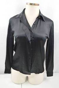 lot 181 image: Louis Feraud Black Silk Blouse Size US 6