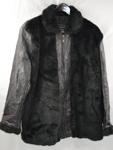 lot 187 image: Italian Stone Design Genuine Leather Fur Jacket XL