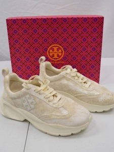lot 210 image: Tory Burch Womens Sneakers Size 9M Cream Leather Upper